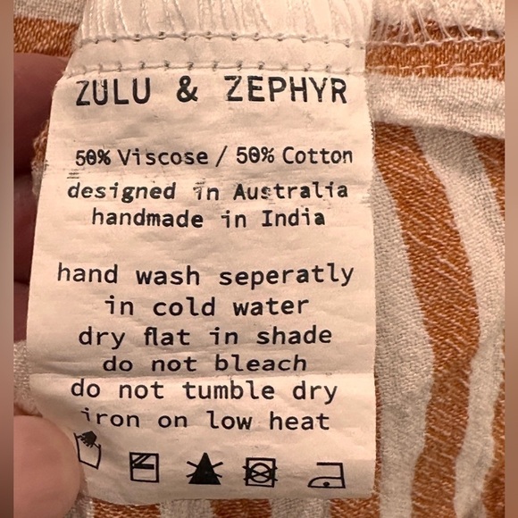 Zulu And Zephyr Revolve Rush Midi Dress Stripe Beachy Cotton Orange White Medium - Picture 12 of 13